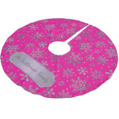 Stilvolle Rosa Weihnachten mit eleganten Schneeflo Polyester Weihnachtsbaumdecke (Schrägansicht)