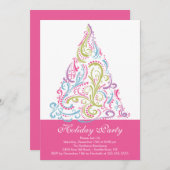 Stilvolle Rosa Weihnachtsbaumparty Einladung (Vorne/Hinten)