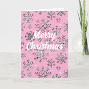 Stilvolle Rosa Weihnachtskarte mit eleganten Schne Feiertagskarte