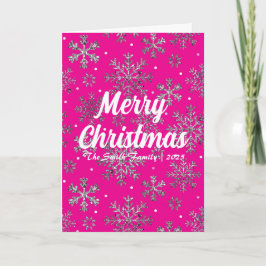 Stilvolle Rosa Weihnachtskarte mit eleganten Schne Karte