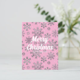 Stilvolle Rosa Weihnachtskarte mit eleganten Schne Postkarte