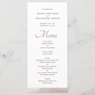 Stilvolle, rosa, weiße Speisekarten für Hochzeiten Programm