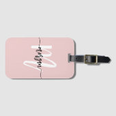 Stilvolle Rosa World Traveller Monogram Name Gepäckanhänger (Vorderseite (Horizontal))