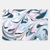 Stilvolle, rosafarbene Acrylic Pouring Geschenkpapier Set (Vorderseite 2)