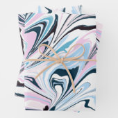 Stilvolle, rosafarbene Acrylic Pouring Geschenkpapier Set (Beispiel)