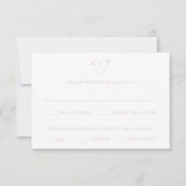 Stilvolle, rosafarbene RSVP-Karte für Hochzeitsmah Mitteilungskarte (Rückseite)