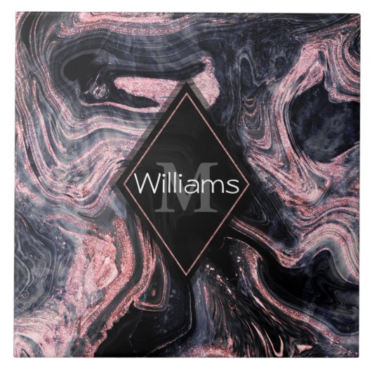 Stilvolle Rose Gold abstraktes Marmordesign Fliese (Vorderseite)