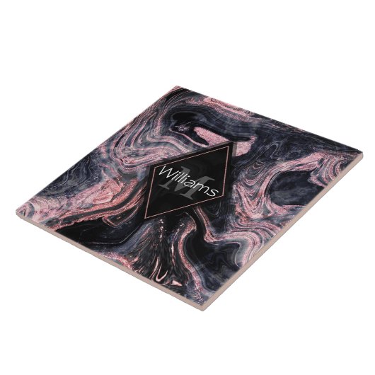 Stilvolle Rose Gold abstraktes Marmordesign Fliese (Seite)