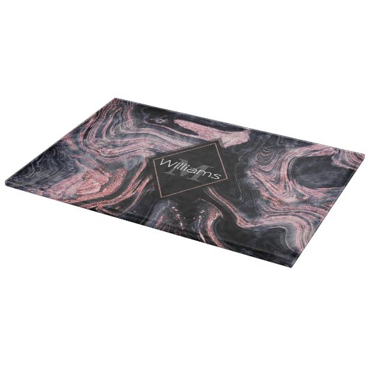 Stilvolle Rose Gold abstraktes Marmordesign Schneidebrett (Ecke)