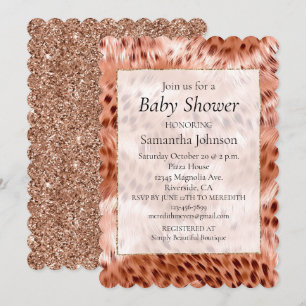 Stilvolle Rose Gold Blush Pink Leopard Einladung