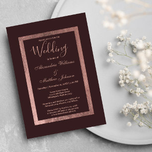 Stilvolle Rose gold bordeauxfarben Luxus Hochzeit Einladung