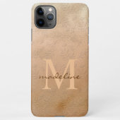 Stilvolle Rose Gold Botanical Offset Monogram iPhone Hülle (Rückseite)