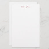 Stilvolle Rose Gold Calligrafy Name White Briefpapier (Vorne/Hinten)