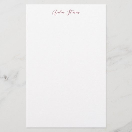 Stilvolle Rose Gold Calligrafy Name White Briefpapier (Vorderseite)