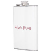 Stilvolle Rose Gold Calligrafy Name White Flachmann (Links)