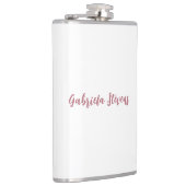 Stilvolle Rose Gold Calligrafy Name White Flachmann (Rechts)