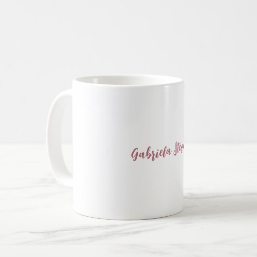 Stilvolle Rose Gold Calligrafy Name White Kaffeetasse (Vorderseite Links)