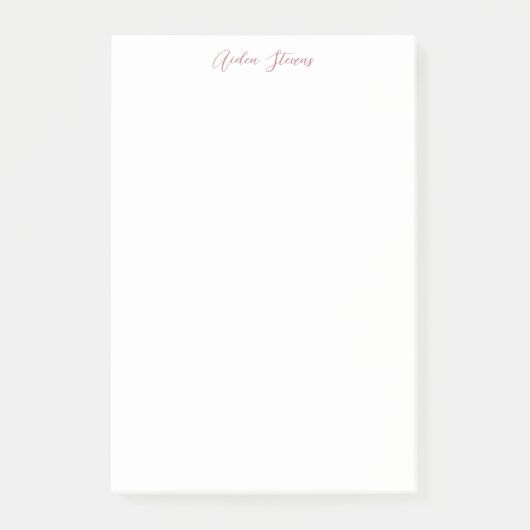 Stilvolle Rose Gold Calligrafy Name White Post-it Klebezettel (Vorderseite)