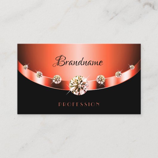 Stilvolle Rose Gold Effekt auf Black Jewels Diamon Visitenkarte (Vorderseite)