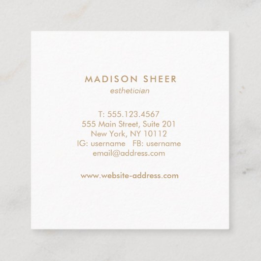 Stilvolle Rose Gold Feather Light Blush Pink Quadratische Visitenkarte (Rückseite)