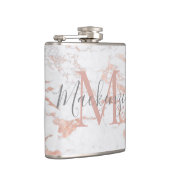 Stilvolle Rose Gold Foil Marmor Monogram Flachmann (Rechts)