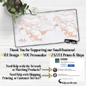Stilvolle Rose Gold Foil Marmor Monogram Schreibtischunterlage