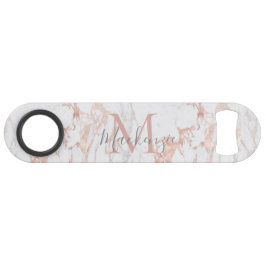 Stilvolle Rose Gold Foil Marmor Monogram Speed Flaschenöffner