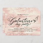 Stilvolle Rose Gold Galentine's Day Party Einladung (Vorne/Hinten)
