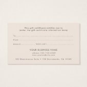 Stilvolle Rose Gold Geschenkgutschein (Rückseite)