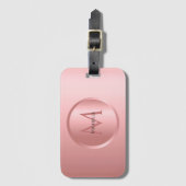 Stilvolle Rose Gold Girly Monogram Trendy Template Gepäckanhänger (Vorderseite Vertikal)