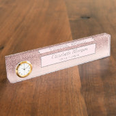 Stilvolle Rose Gold Glitzer Bokeh Ombre, Frame Namensplakette (Seite)