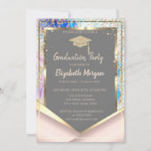 Stilvolle Rose Gold Glitzer Diamonds Opal Einladung (Vorderseite)