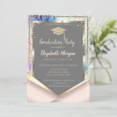 Stilvolle Rose Gold Glitzer Diamonds Opal Einladung (Stehend Vorderseite)