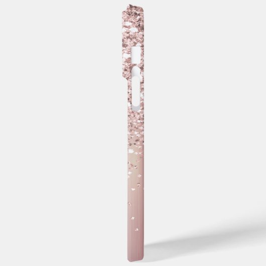 Stilvolle Rose Gold Glitzer Monogram Name Script Case-Mate iPhone Hülle (Rückseite / Links)