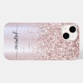Stilvolle Rose Gold Glitzer Monogram Name Script Case-Mate iPhone Hülle (Rückseite (Horizontal))