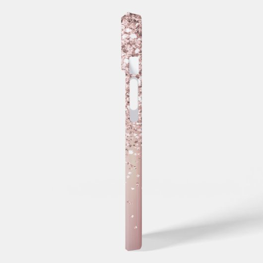 Stilvolle Rose Gold Glitzer Monogram Name Script Case-Mate iPhone Hülle (Rückseite / Links)