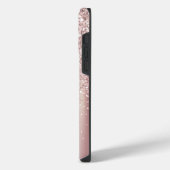 Stilvolle Rose Gold Glitzer Monogram Name Script iPhone Hülle (Linke Seite)