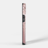 Stilvolle Rose Gold Glitzer Monogram Name Script iPhone Hülle (Rechte Seite)