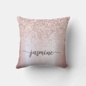 Stilvolle Rose Gold Glitzer Monogram Name Script Kissen (Rückseite)