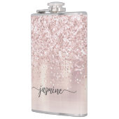 Stilvolle Rose Gold Glitzer Monogram Name Signatur Flachmann (Links)