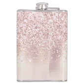 Stilvolle Rose Gold Glitzer Monogram Name Signatur Flachmann (Rückseite)