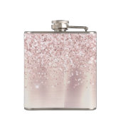 Stilvolle Rose Gold Glitzer Monogram Name Signatur Flachmann (Rückseite)