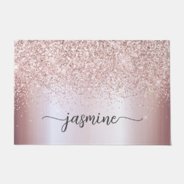 Stilvolle Rose Gold Glitzer Monogram Name Signatur Fußmatte