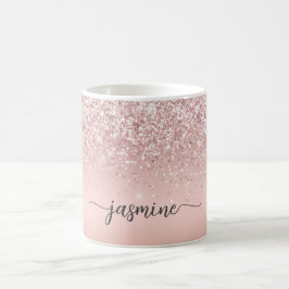 Stilvolle Rose Gold Glitzer Monogram Name Signatur Kaffeetasse