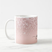 Stilvolle Rose Gold Glitzer Monogram Name Signatur Kaffeetasse (Links)