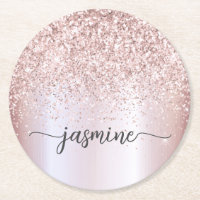Stilvolle Rose Gold Glitzer Monogram Name Signatur