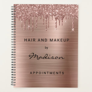 Stilvolle Rose Gold Glitzer Tropfen Ernennung Planer