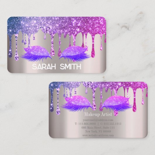 Stilvolle Rose Gold, Glitzer Tropfen Eyelashes Visitenkarte (Vorne/Hinten)