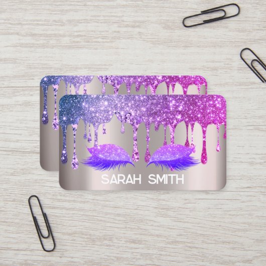 Stilvolle Rose Gold, Glitzer Tropfen Eyelashes Visitenkarte (Vorderseite/Rückseite Beispiel)