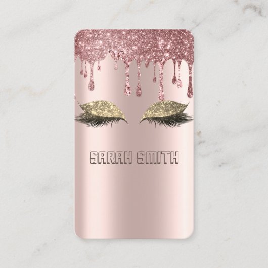 Stilvolle Rose Gold, Glitzer Tropfen Eyelashes Visitenkarte (Vorderseite)